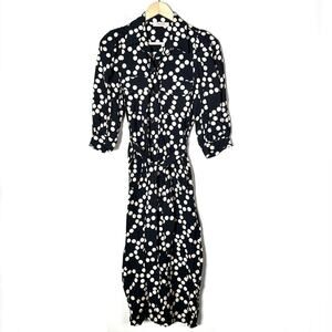 TwinSet Black and Cream Polka Dot Maxi Dress size Medium M B144